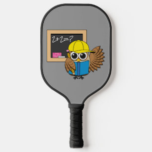 Cute School Student Owl Cartoon Pickleball Paddle