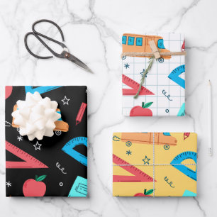 Cute School Supplies Back to School Pattern  Wrapping Paper Sheets