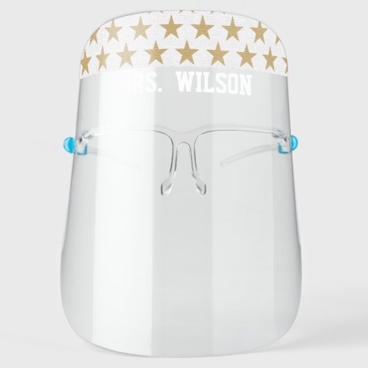 Cute School Teacher Student Stars Face Shield (Front)