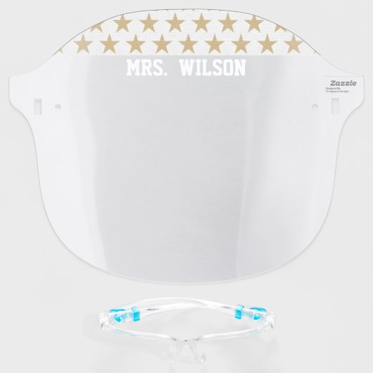 Cute School Teacher Student Stars Face Shield (Front w/Glasses)