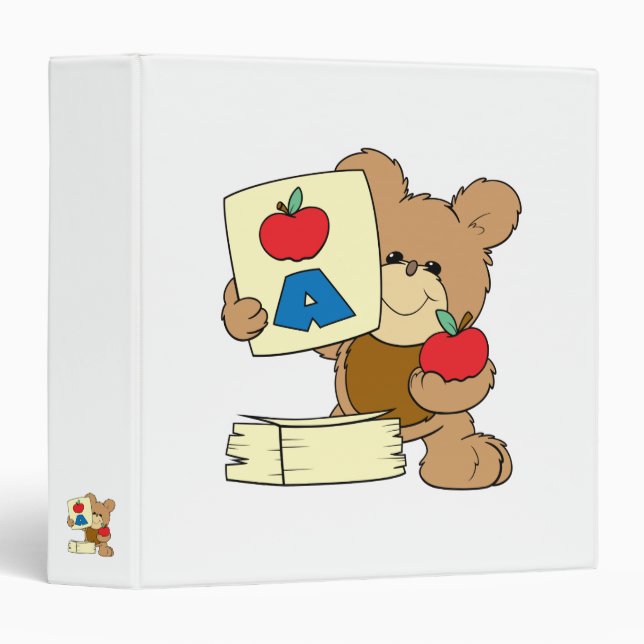 cute school teddy bear A is for Apple Binder (Front/Spine)
