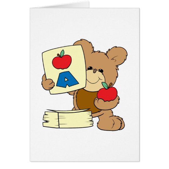 cute school teddy bear A is for Apple Card