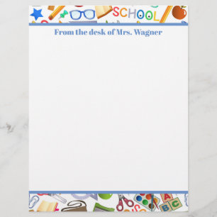 Cute school tiled pattern add name letterhead