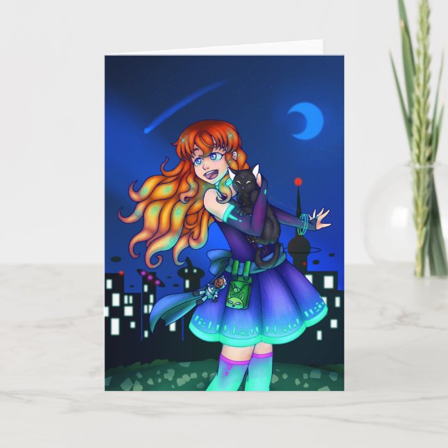 Cute Sci-Fi Girl Card (Front)