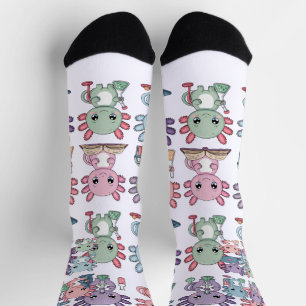 Cute Science Axolotl Grid Socks