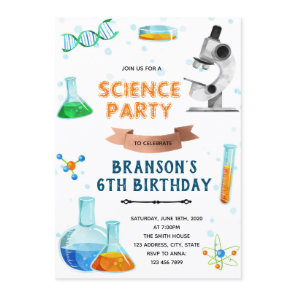 Cute science party birthday invitation