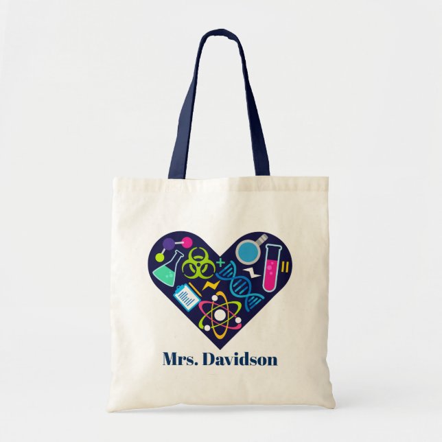 Cute Science Teacher add name tote bag (Front)