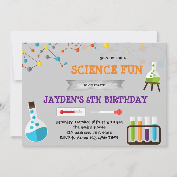 Cute science theme party invitation | Zazzle.com