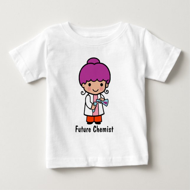 Cute Scientist / Chemist Girl with Flask Baby T-Shirt (Front)