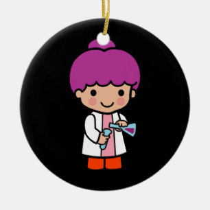 Cute Scientist / Chemist Girl with Flask Ceramic Ornament