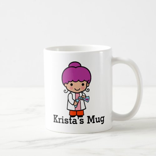 Cute Scientist  Chemist Girl with Flask Coffee Mug