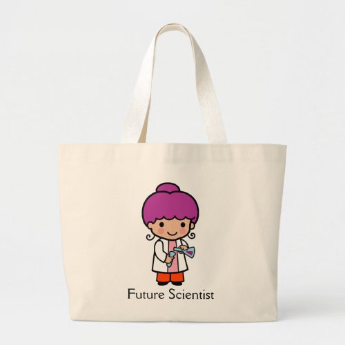 Cute Scientist  Chemist Girl with Flask Large Tot Large Tote Bag