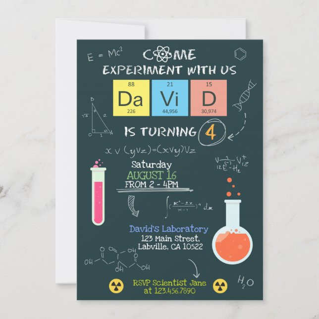 Cute Scientist Laboratory Birthday Party Invite (Front)