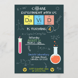 Cute Scientist Laboratory Birthday Party Invite