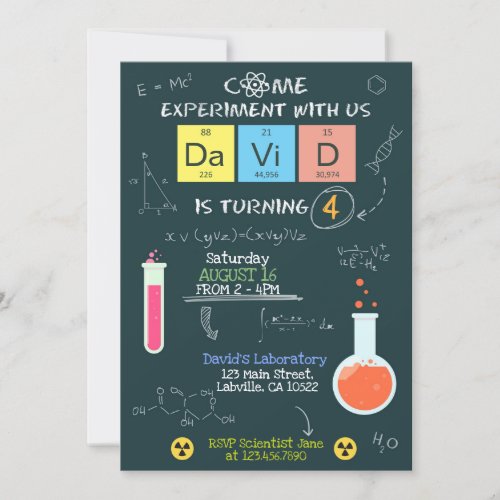 Cute Scientist Laboratory Birthday Party Invite