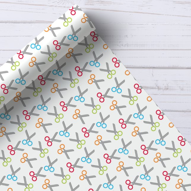 Cute Scissors School Kids Teacher Pattern Wrapping Paper (Creator Uploaded)