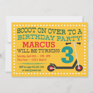 Cute Scooter Boys Birthday Invitations
