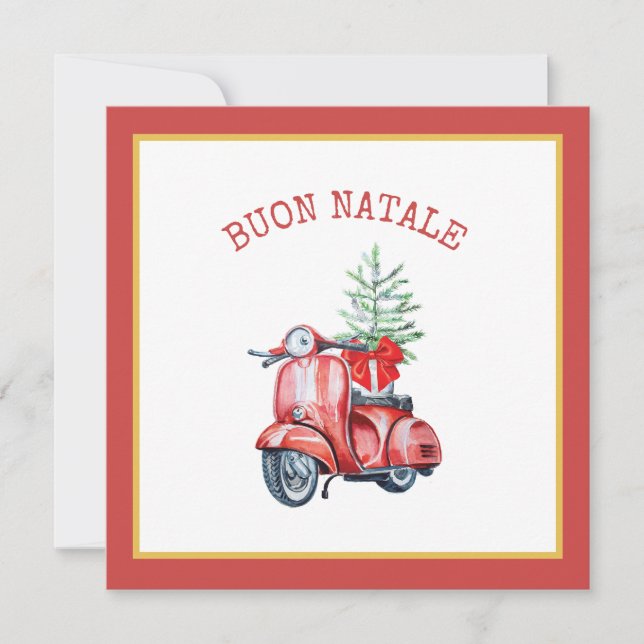 Cute Scooter Buon Natale Holiday Greeting  (Front)