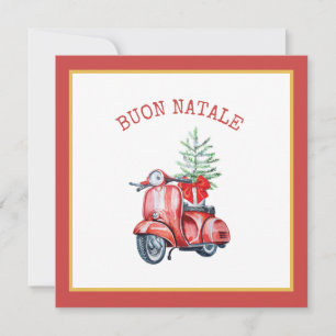 Cute Scooter Buon Natale Holiday Greeting