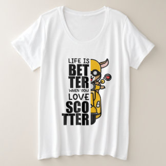 Cute Scooter Goat Design Plus Size T-Shirt