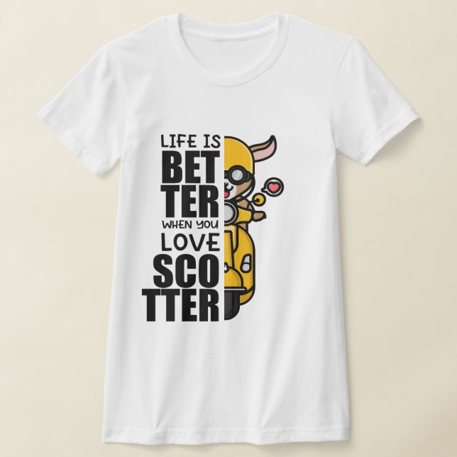 Cute Scooter Goat Design T-Shirt (Laydown)