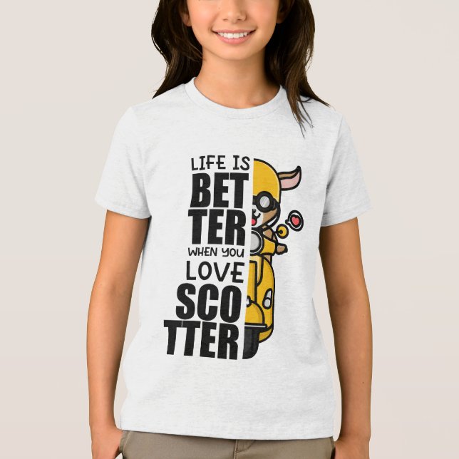 Cute Scooter Goat Design Tri-Blend Shirt (Front)