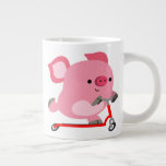 Cute Scooter-Riding Cartoon Pig Giant Coffee Mug
