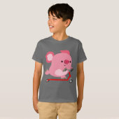 Cute Scooter-Riding Cartoon Pig Kids Tee (Front Full)