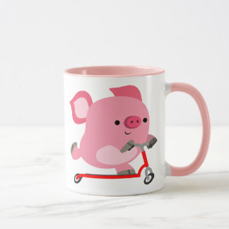 Cute Scooter-Riding Cartoon Pig Mug