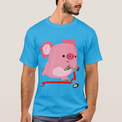 Cute Scooter_Riding Cartoon Pig T_Shirt