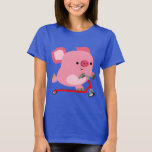 Cute Scooter-Riding Cartoon Pig Women Tee