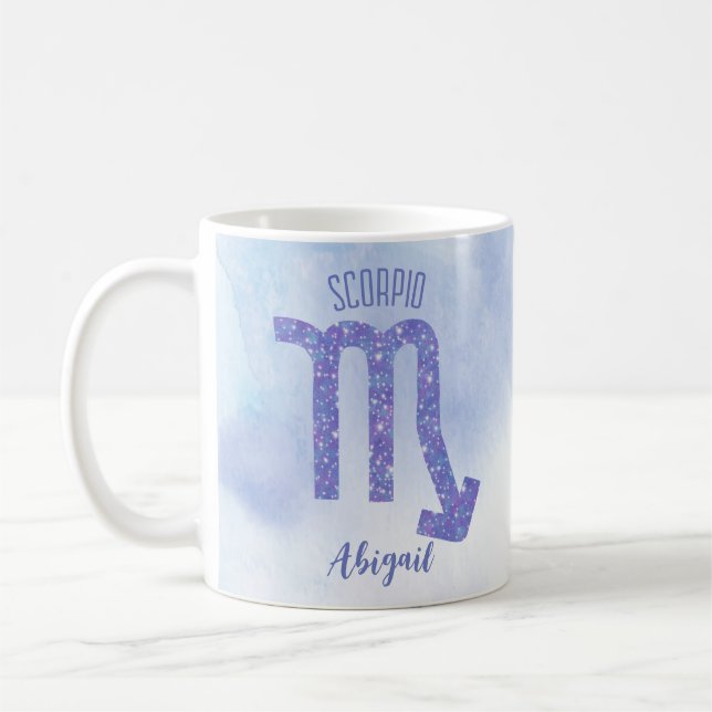 Cute Scorpio Astrology Sign Custom Purple Coffee Mug (Left)