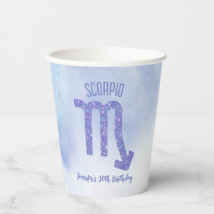 Cute Scorpio Astrology Sign Custom Purple Paper Cups