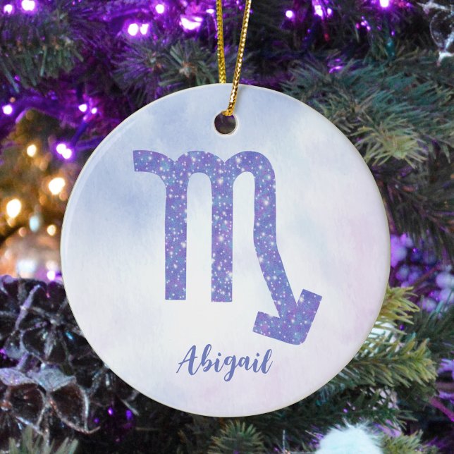 Cute Scorpio Astrology Sign Personalized Christmas Ceramic Ornament (Creator Uploaded)