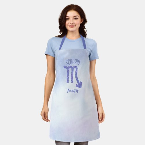 Cute Scorpio Astrology Sign Personalized Purple Apron