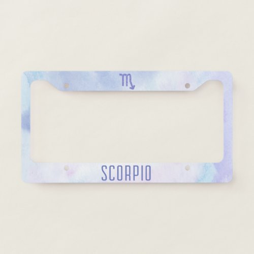 Cute Scorpio Astrology Sign Purple License Plate Frame