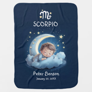 Cute Scorpio Baby Sleeping Moon Zodiac Astrology Baby Blanket