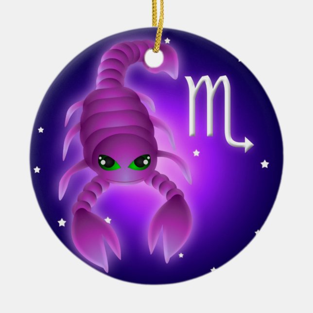 Cute Scorpio Zodiac Ceramic Ornament (Front)