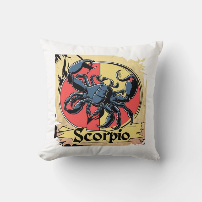 Cute Scorpio Zodiac Design (Comic Style) Throw Pillow (Front)