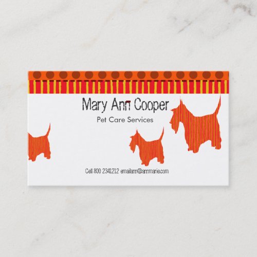 Cute Scott Terrier Pet Services &amp; Pet Care Business Card