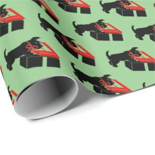 Cute Scottie Dog Christmas Holiday Wrapping Paper