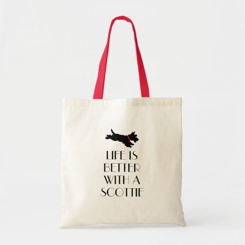 Cute Scottie Dog Custom Text Red Tote Bag