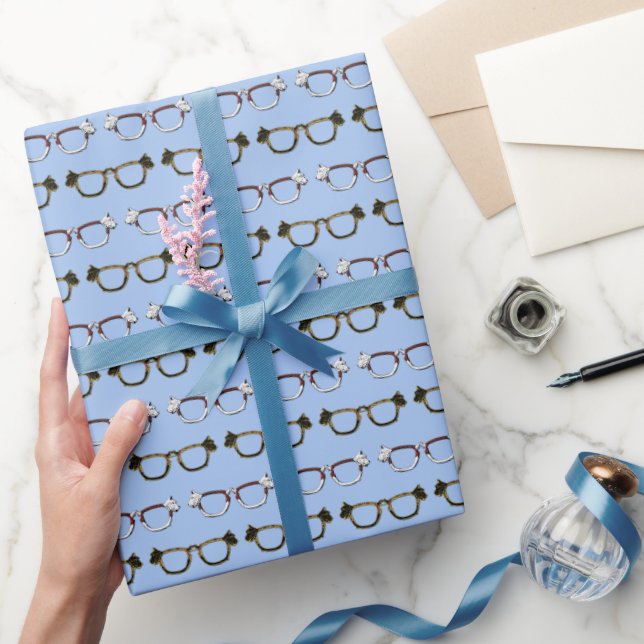 Cute Scottie Dog Eyeglass Pattern  Wrapping Paper (Gifting)