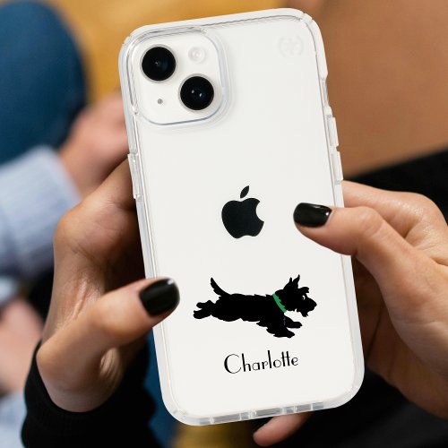 Cute Scottie Dog Scottish Terrier Custom Green Speck iPhone 14 Case