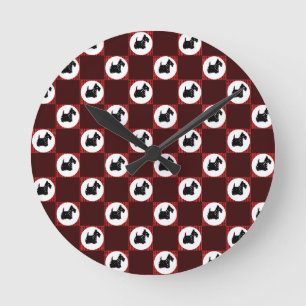 Cute Scottie Dogs Round Clock