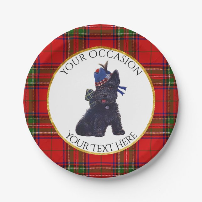 Cute Scottie Personalize Paper Plates (Front)