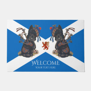 Cute Scotties Playing Bagpipes Personalize Doormat