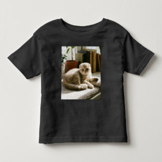 Cute Scottish Fold Cat Toddler T Shirt Cozy Kitten
