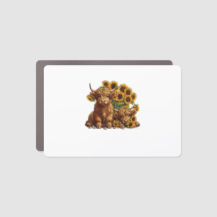 Cute Scottish Highland Cow Sunflower Mothers Day F Car Magnet