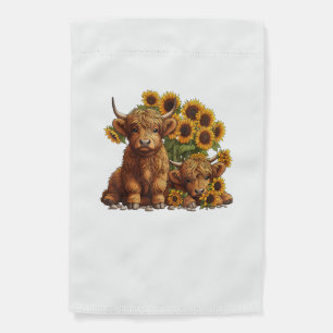 Cute Scottish Highland Cow Sunflower Mothers Day F Garden Flag